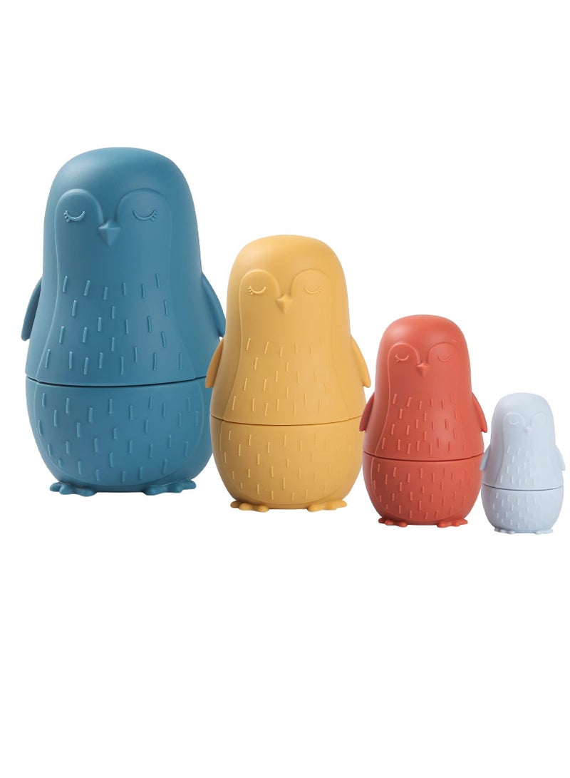 Nesting Dolls, Russian Silicone Nesting Dolls for Toddlers, Doll Montessori Educational Toy, Penguin Stacking Nesting Doll Toys, Gift for Kids 3 Years Up - Image 1